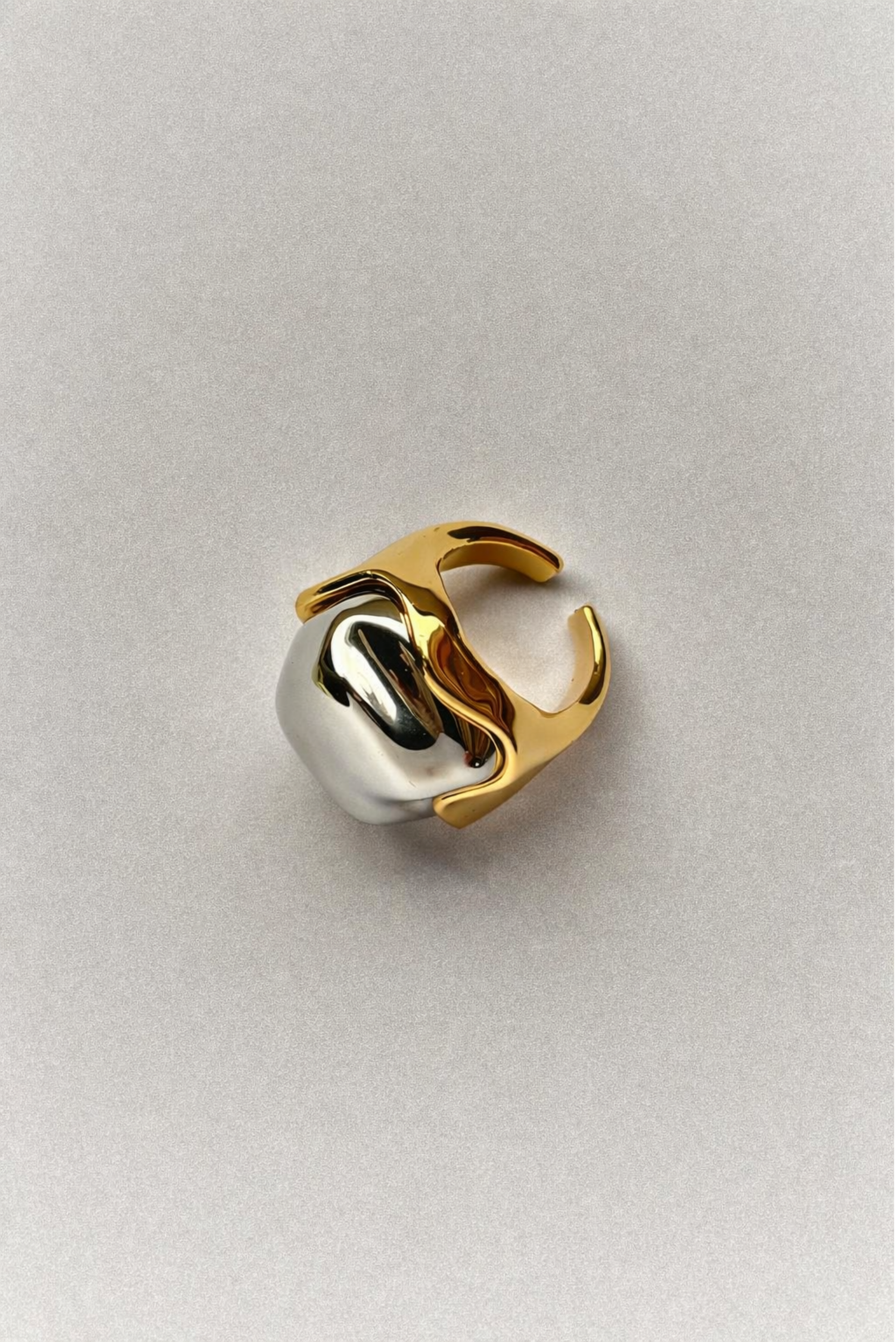 heaviest open cuff ring, grunge heavyweight ring, maximalist gold cuff ring, mixed metal, two-toned