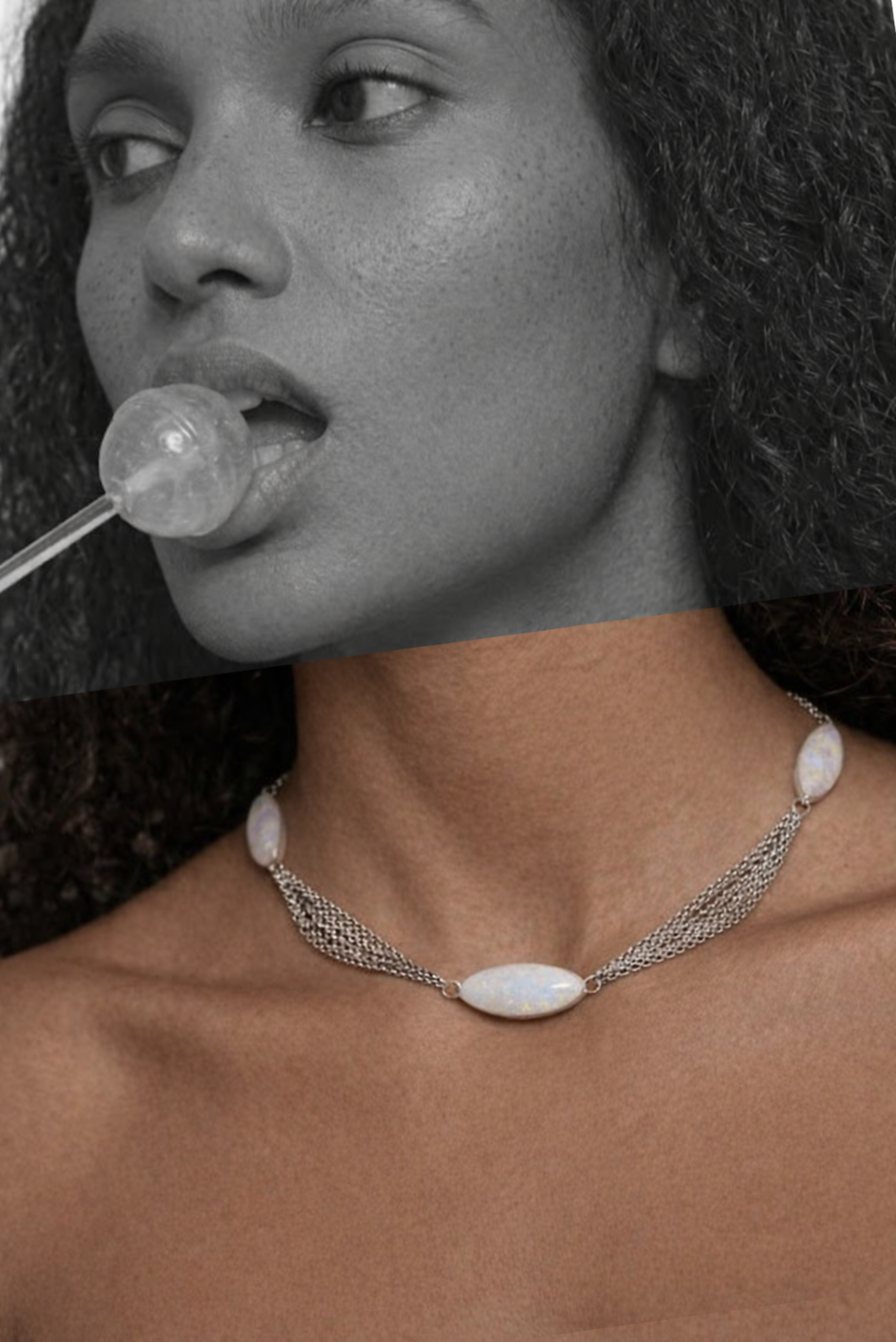 A long pearl necklace styled for layered looks